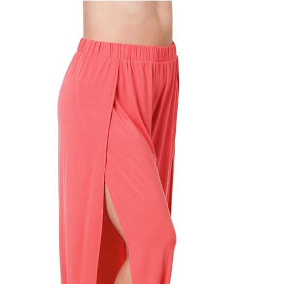New!🎉2 for$20 Plus Size Desert Rose Color Split Leg Pants Size 1X 2X 3X - Picture 2 of 4